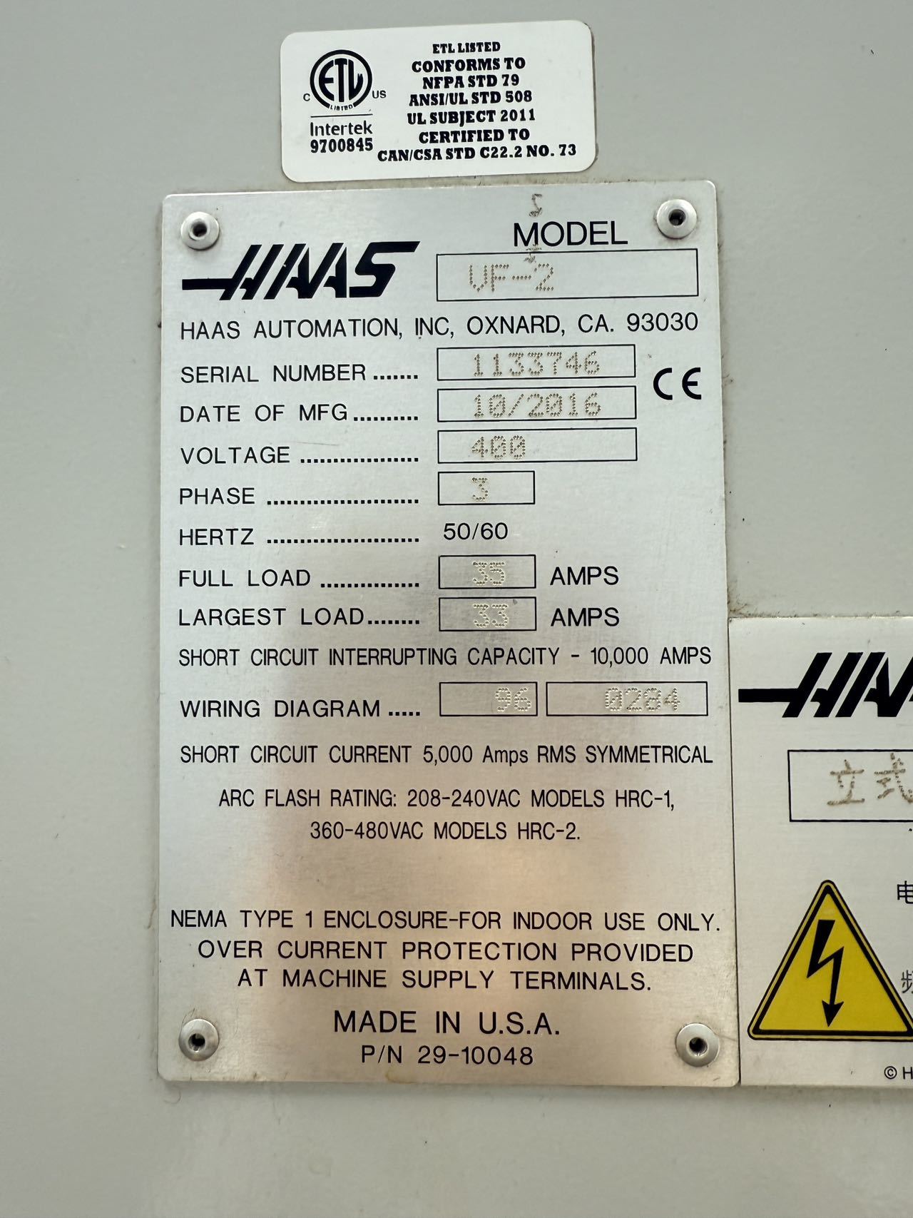 Haas VF-2 CNC Vertical Machining Center